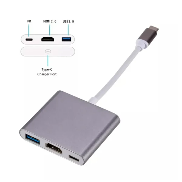 Convertidor de tipo C a Hdmi, 4K, PD, USB C